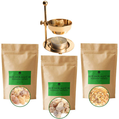 Weihrauch Starter Set: Räuchergefäß + Boswellia Sacra, Frereana & Carterii - Reinige und Belebe deine Räume