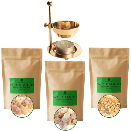 Weihrauch Starter Set: Räuchergefäß + Boswellia Sacra, Frereana & Carterii - Reinige und Belebe deine Räume