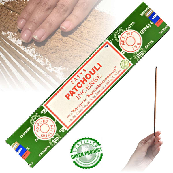 Satya Patchouli Räucherstäbchen, 12 Sticks, 20cm, Brenndauer 45min