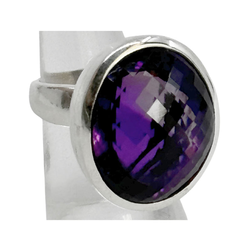 Amethyst Ring, facettiert, Sterlingsilber 925, Größe 16mm