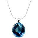 Blautopas Anhänger, Krappenfassung, facettiert, Sterlingsilber 925