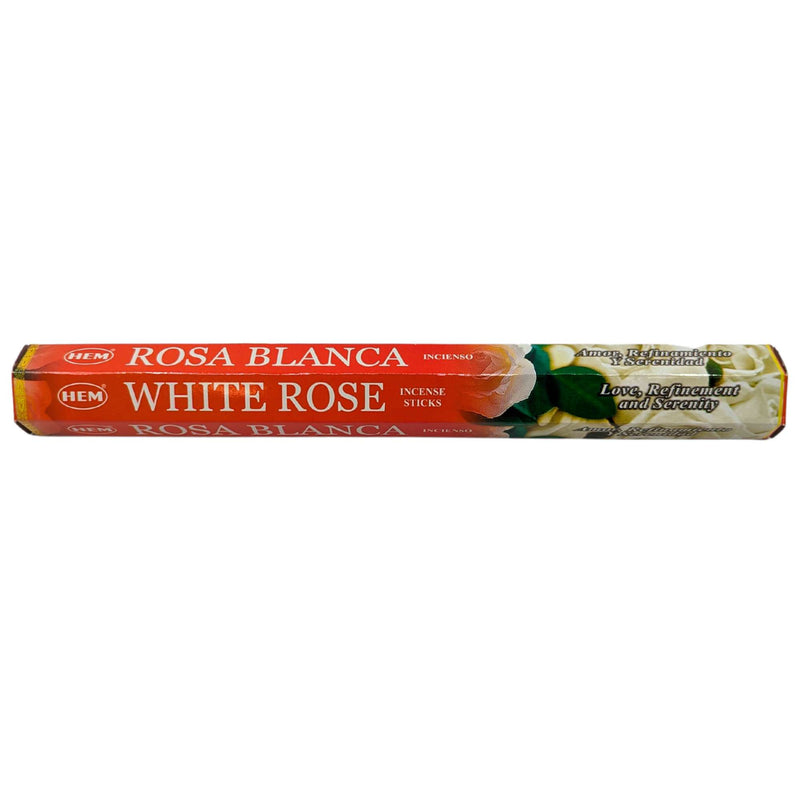 Bastoncini di incenso HEM White Rose, rosa bianca &nbsp;20 bastoncini, 23cm, tempo di combustione 45min