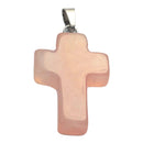 Rosenquarz Kreuz Kettenanhänger (3 cm)