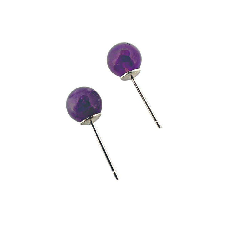 Amethyst Ohrstecker, Sterlingsilber 925 (Ø 6mm)