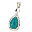 Amazonit Tropfen Cabochon Kettenanhänger in Silberfassung (2cm)