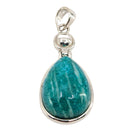 Amazonit Tropfen Cabochon Kettenanhänger in Silberfassung (2cm)