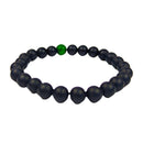 Armband schwarze Perlen mit synth. Malachit (Ø 8mm)