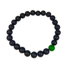 Armband schwarze Perlen mit synth. Malachit (Ø 8mm)