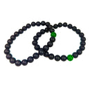 Armband schwarze Perlen mit synth. Malachit (Ø 8mm)