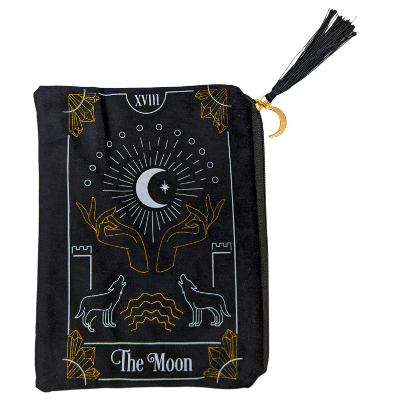 Beutel für Tarot mit Reißverschluss, Der Mond, Schwarz