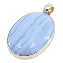 Chalcedon Cabochon Kettenanhänger, Silberfassung (3 cm)