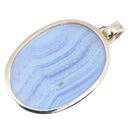 Chalcedon Cabochon Kettenanhänger, Silberfassung (3 cm)