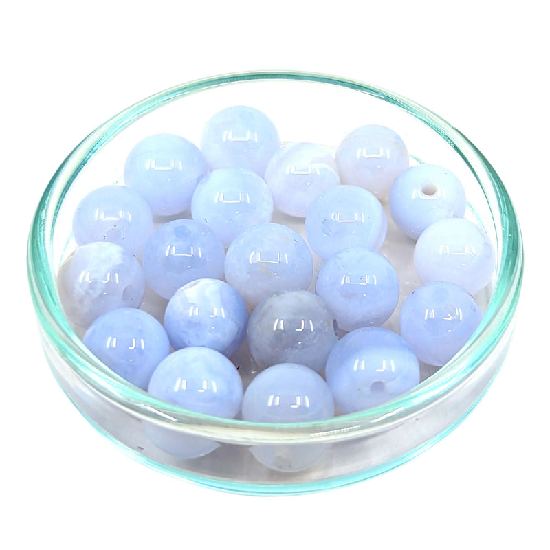 Chalcedon Edelstein-Perlen mit Bohrung, 10 Stück (Ø 6mm)