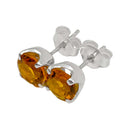 Citrin Ohrstecker Facettiert 925 Silber Fassung (Ø 6 mm)
