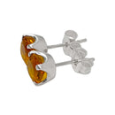 Citrin Ohrstecker Facettiert 925 Silber Fassung (Ø 6 mm)