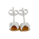 Citrin Ohrstecker Facettiert 925 Silber Fassung (Ø 6 mm)