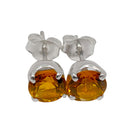 Citrin Ohrstecker Facettiert 925 Silber Fassung (Ø 6 mm)