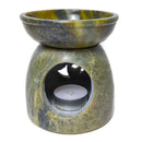 Duftlampe aus Speckstein mit Om Zeichen, Grün (11x10cm)