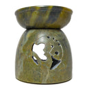 Duftlampe aus Speckstein mit Om Zeichen, Grün (11x10cm)