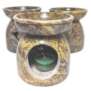 Duftlampe aus Speckstein mit Om Zeichen, Hellbraun (11x10cm)