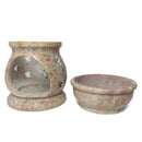 Duftlampe Speckstein zwei Teile, Rot gesprenkelt