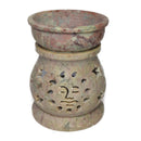 Duftlampe Speckstein zwei Teile, Rot gesprenkelt