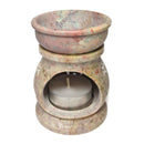 Duftlampe Speckstein zwei Teile, Rot gesprenkelt