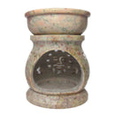 Duftlampe Speckstein zwei Teile, Rot gesprenkelt