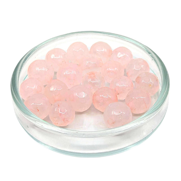 Faceted Rose Quartz Gemstone Beads with Hole, 10 Pieces (Ø 6mm)
