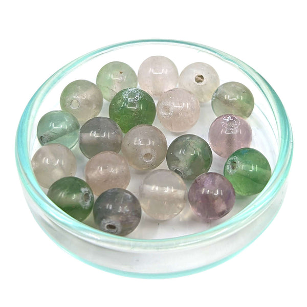 Fluorit Edelstein-Perlen mit Bohrung, 10 Stück (Ø 6mm)