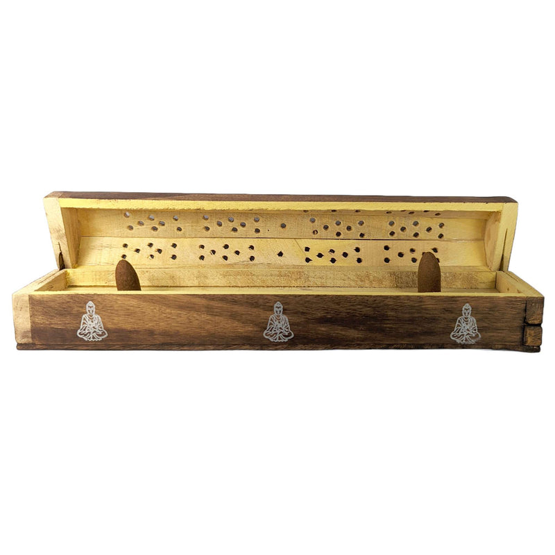 Kiste für Räucherstäbchen & Räucherkegel, Buddha (30cm)