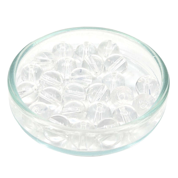 Klare Bergkristall Edelstein-Perlen mit Bohrung, 10 Stück (Ø 6mm)