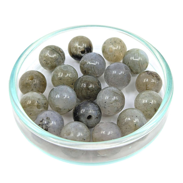 Labradorit Edelstein-Perlen mit Bohrung, 10 Stück (Ø 6mm)