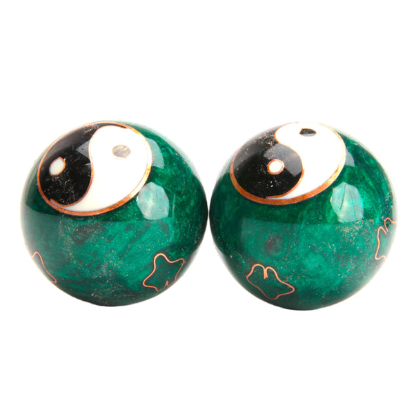 Qi Gong Meridian Balls Yan &amp; Yang Green 3.5 cm
