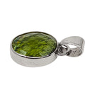 Moldavit Kettenanhänger, Facettierter Schliff, 925 Silber Fassung