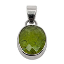 Moldavit Kettenanhänger, Facettierter Schliff, 925 Silber Fassung