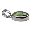 Moldavit Kettenanhänger, Facettierter Schliff, 925 Silber Fassung