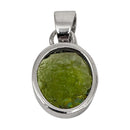 Moldavit Kettenanhänger, Facettierter Schliff, 925 Silber Fassung