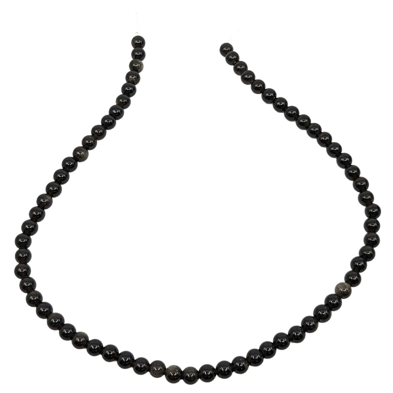 Obsidian Edelstein-Perlen mit Bohrung, 10 Stück (Ø 6mm)