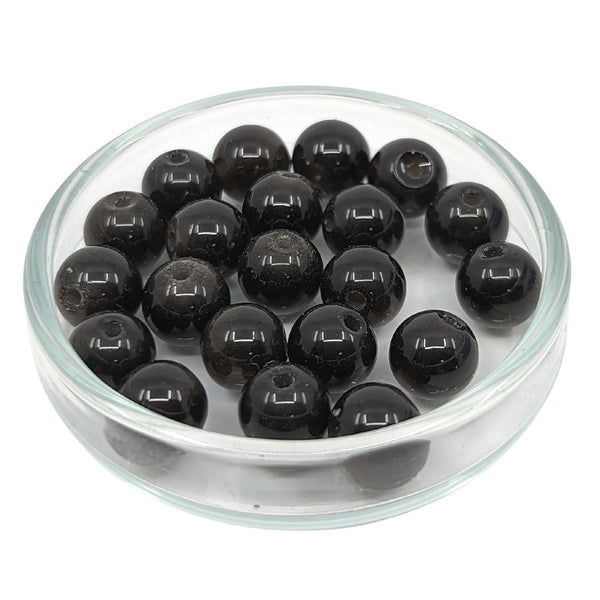 Obsidian Edelstein-Perlen mit Bohrung, 10 Stück (Ø 6mm)
