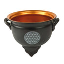 Räucher-Schale aus Metall Schwarz, Blume des Lebens Ø 10,5 cm