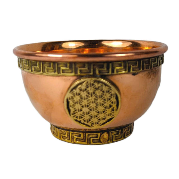 Brass Incense Bowl, Flower of Life (Ø 8cm)