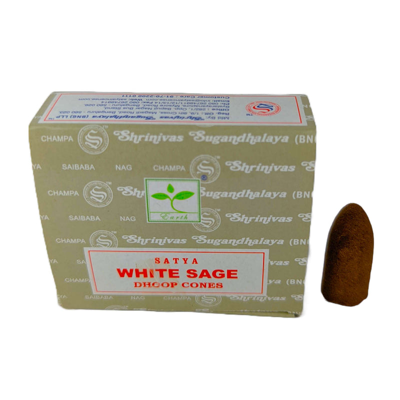 Satya White Sage, Weißer Salbei Räucherkegel, 12 Kegel, Brenndauer 20min