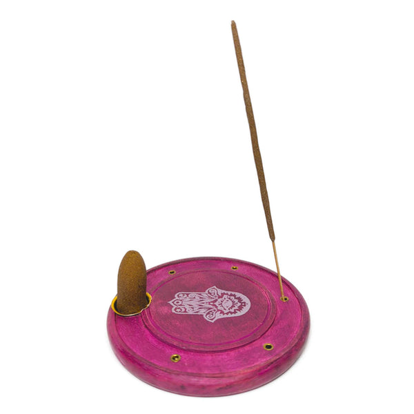 Räucherkerzen- & Räucherstäbchenhalter Hand der Fatima, Pink Ø 10cm