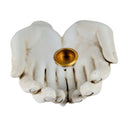 Räucherstäbchen & Räucherkegelhalter geöffnete Hände Weiß (11cm)