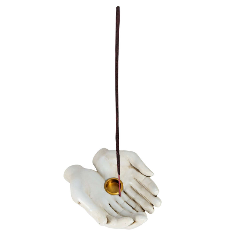 Räucherstäbchen & Räucherkegelhalter geöffnete Hände Weiß (11cm)