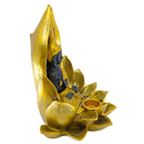 Räucherkegel- & Räucherstäbchenhalter Lotusblume mit Buddha golden