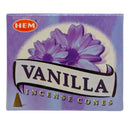 HEM Vanilla Räucherkegel, 10 Kegel, 3cm, Brenndauer 20min