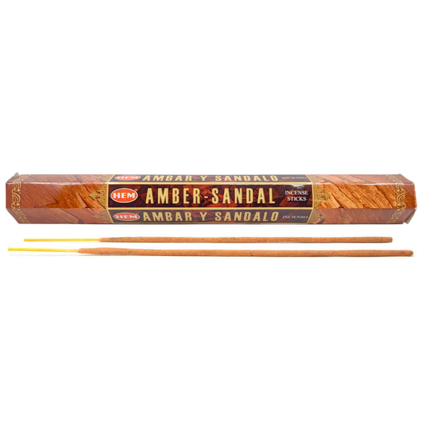 HEM Amber-Sandal, Amber-Sandelholz Räucherstäbchen, 20 Sticks, 23cm, Brenndauer 40min