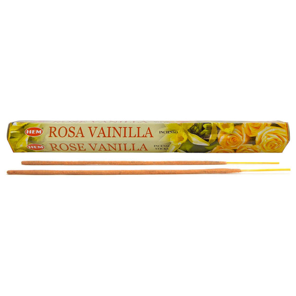 HEM Rose Vanilla Räucherstäbchen, 20 Sticks, 23cm, Brenndauer 40min